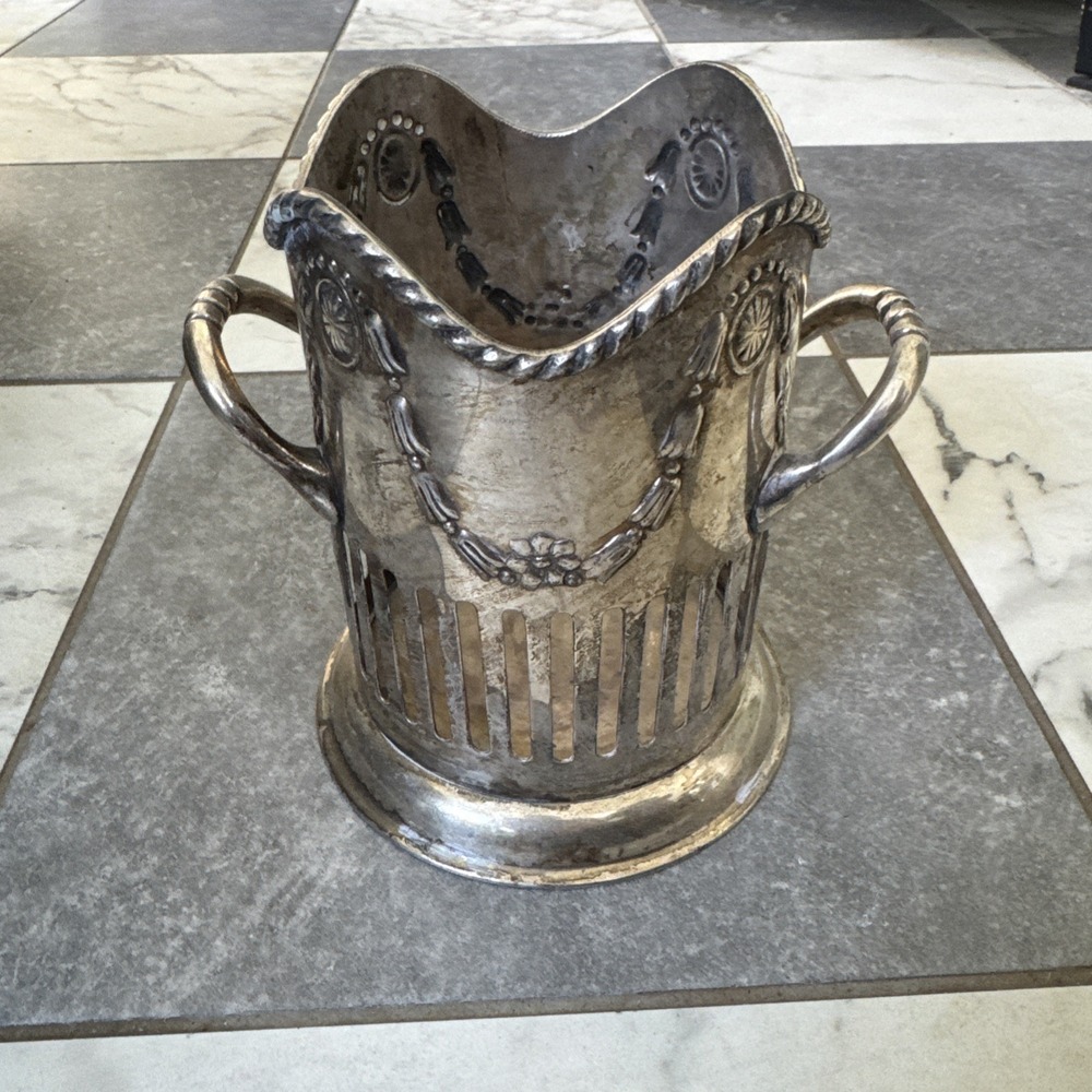 Vintage International Silver Co Silver Plate Wine Bottle Holder Champagne Caddy